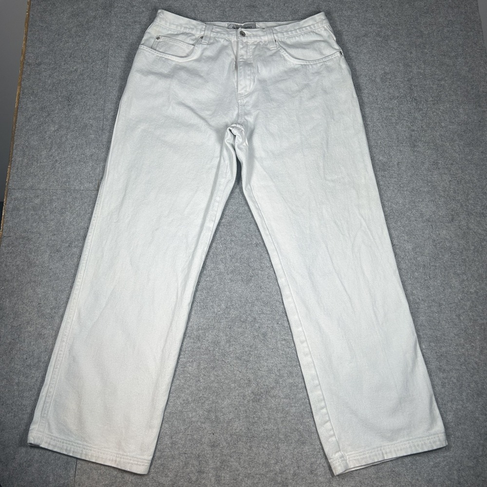 Vintage Rocawear Denim Jeans Mens 38(36x31) White Y2K Baggy Hip Hop Straight Leg